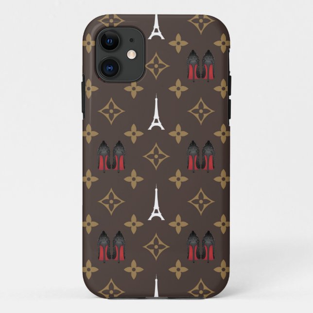 Capa Para iPhone 11 O vermelho assenta o monograma do lv dos saltos (Verso)