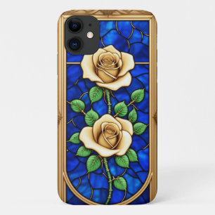Capa Para iPhone 11 Obra de Arte Rosa Dourada Ornamentada