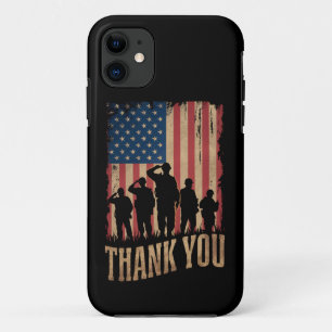 Capa Para iPhone 11 Obrigado Dia dos Veteranos Bandeira Americana Vint