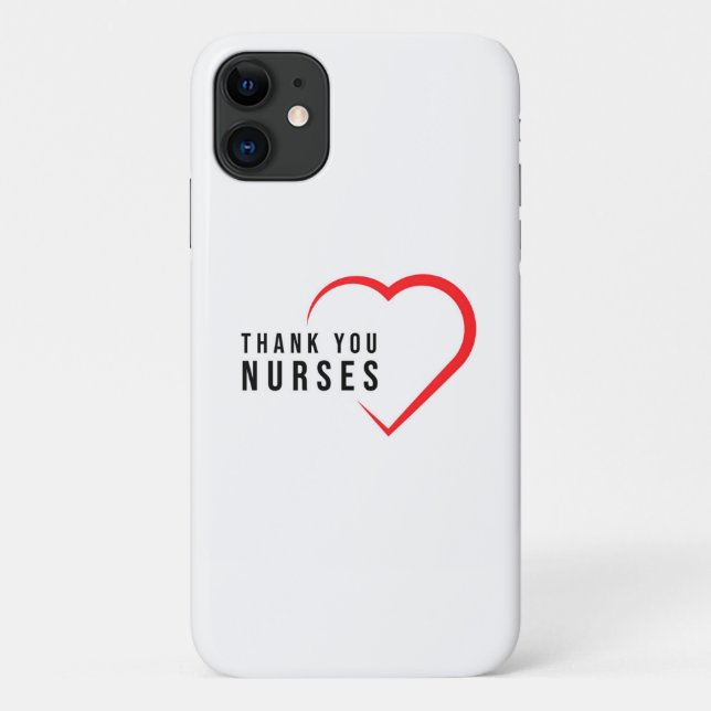 Capa Para iPhone 11 Obrigado Enfermeiras| Coração Vermelha (Verso)