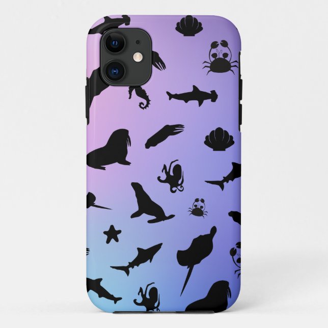 Capa Para iPhone 11 oceano de galáxia com gradiente de caranguejo-do-m (Verso)