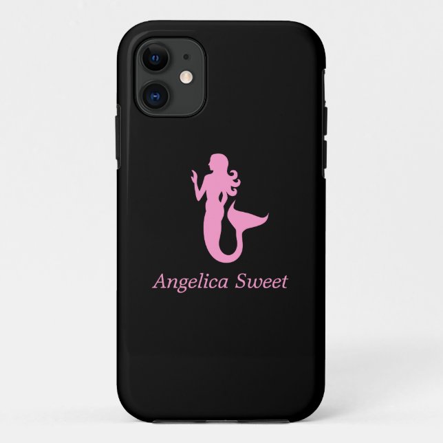 Capa Para iPhone 11 Oceano Glow_Pink-on-Black Mermaid_personalized (Verso)