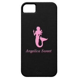 Capa Para iPhone 11 Oceano Glow_Pink-on-Black Mermaid_personalized