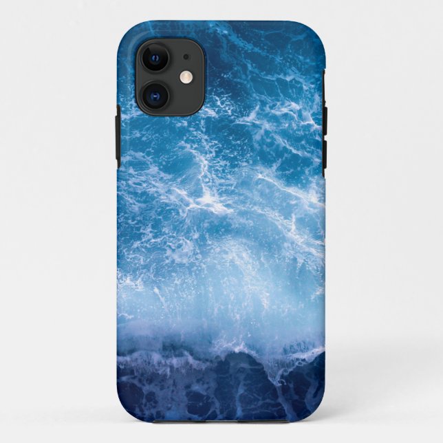 Capa Para iPhone 11 Oceano - Ondas Azuis Escuras (Verso)
