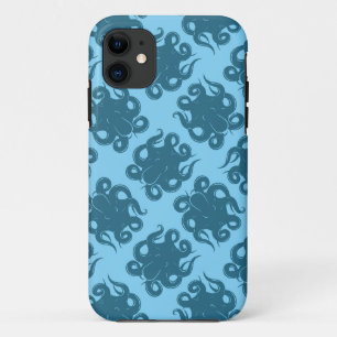 Capa Para iPhone 11 Octopus no padrão azul