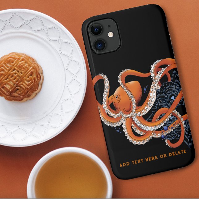 Capa Para iPhone 11 Octopus Orange Mandala Blue (Criador carregado)