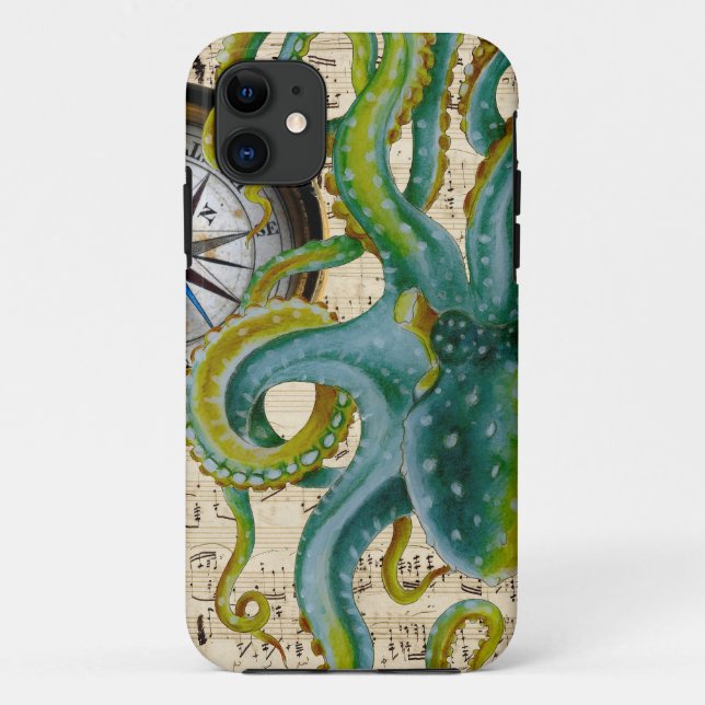 Capa Para iPhone 11 Octopus Tentacle Compass Música (Verso)