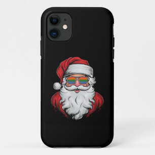 Capa Para iPhone 11 Óculos de Sol do Papai Noel Orgulho Natal Pijama X