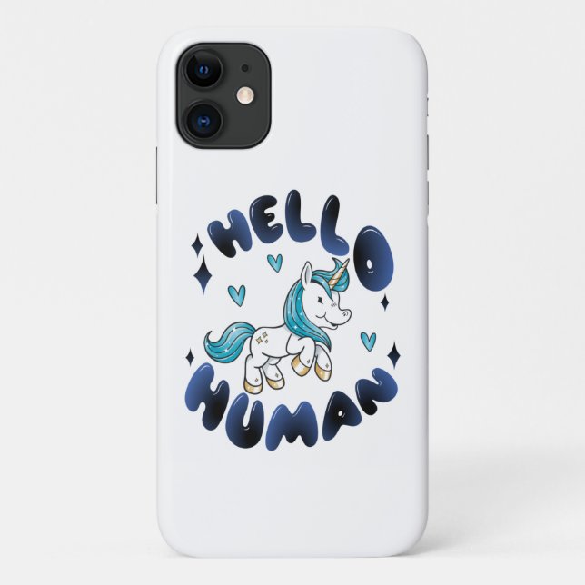 Capa Para iPhone 11 Olá humano Bela Unicórnio (Verso)