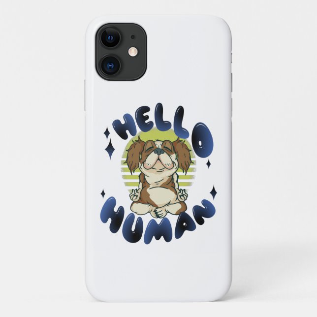 Capa Para iPhone 11 Olá humano Cão meditando yoga (Verso)