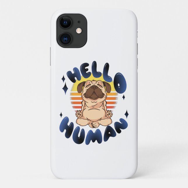 Capa Para iPhone 11 Olá humano Cão meditando yoga (Verso)