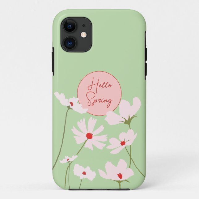 Capa Para iPhone 11 Olá, rosa claro Primavera, flores florais do cosmo (Verso)