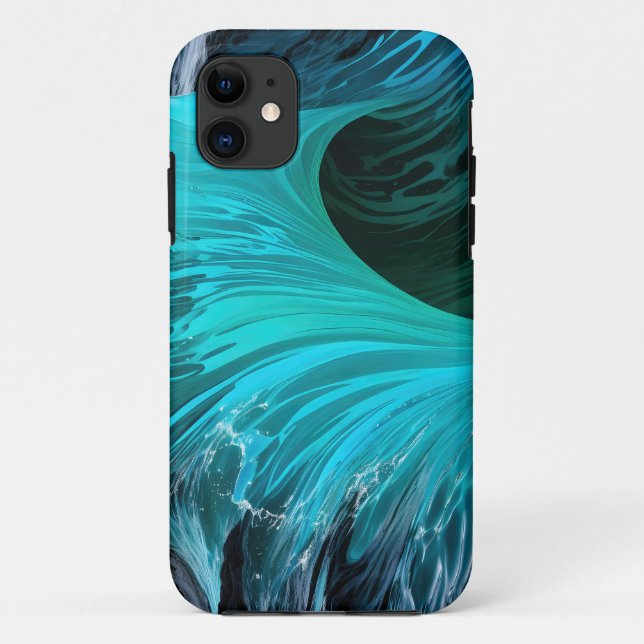 Capa Para iPhone 11 "Ola Tiburón" Onda Azul De Tubarão (Verso)
