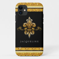 Olhar Falso Dourado Negro Fleur de Lis