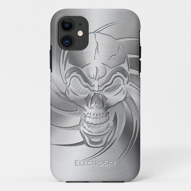 Capa Para iPhone 11 Olhar metálico do crânio (Verso)