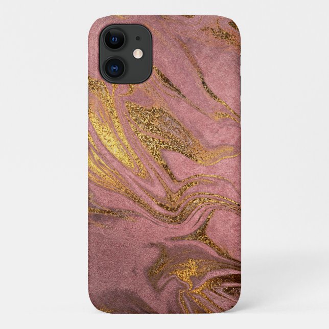 Capa Para iPhone 11 Olho elegante de ouro e rosa (Verso)