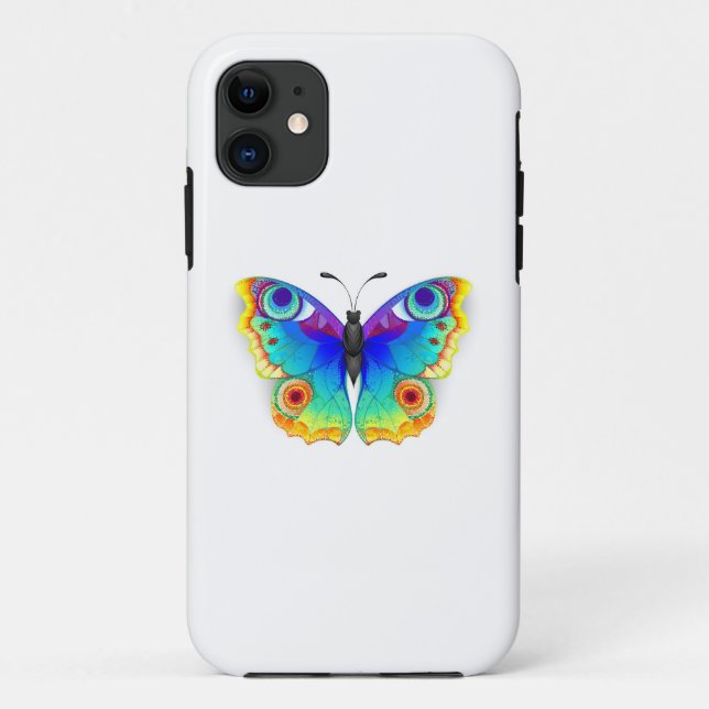 Capa Para iPhone 11 Olho Peacock da Borboleta Arco-Íris (Verso)