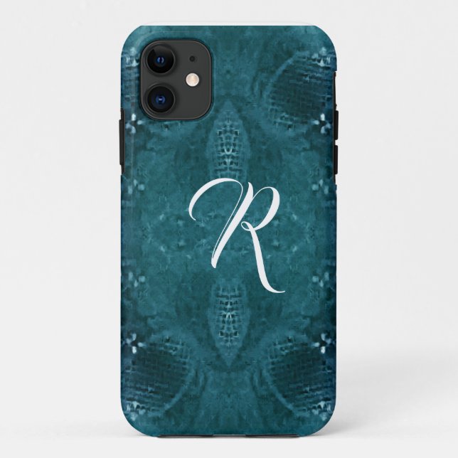 Capa Para iPhone 11 Olho verde de pinheiro monograma Tecido (Verso)