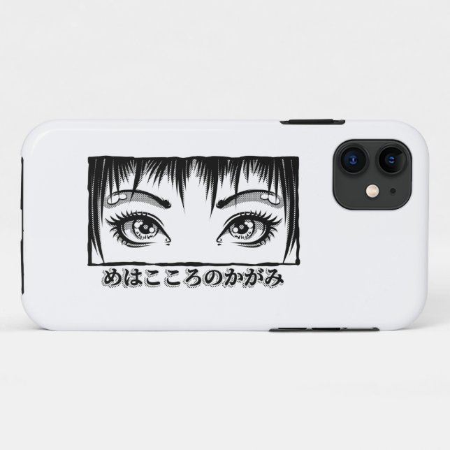 Capa Para iPhone 11 Olhos, A Janela Para A Alma, Ilustração De Manga (Verso (horizontal))