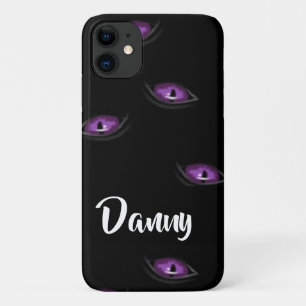 Capa Para iPhone 11 Olhos de gato de nome personalizado