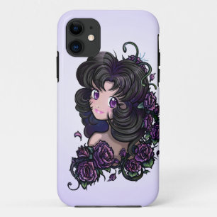 Capa Para iPhone 11 Olhos do Anime e flores bonitos grandes (caso do