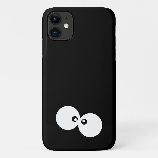 Capa Para iPhone 11 Olhos Googados, Olhos Engraçados, Pretos e Brancos (Verso)