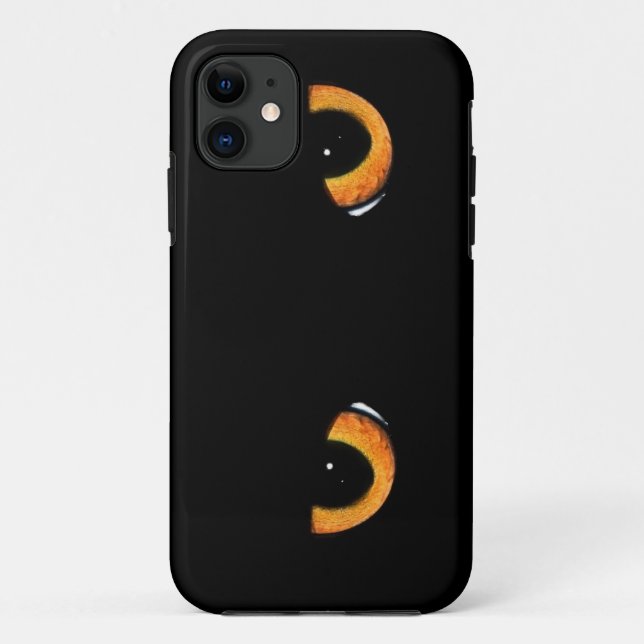 Capa Para iPhone 11 Olhos Pretos Intensos De Gato (Verso)