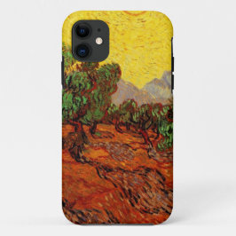 Capa Para iPhone 11 Oliveiras com céu amarelo e sol