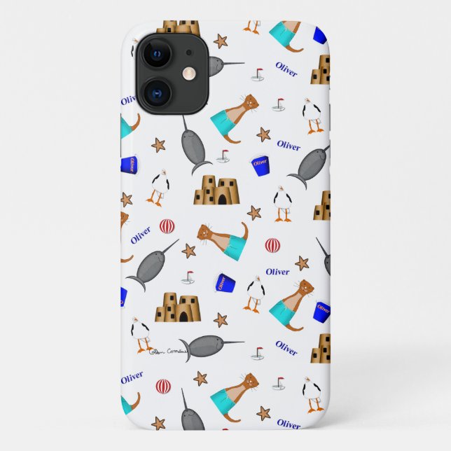 Capa Para iPhone 11 Oliver The Otter Summer Beach Vacntern (Verso)