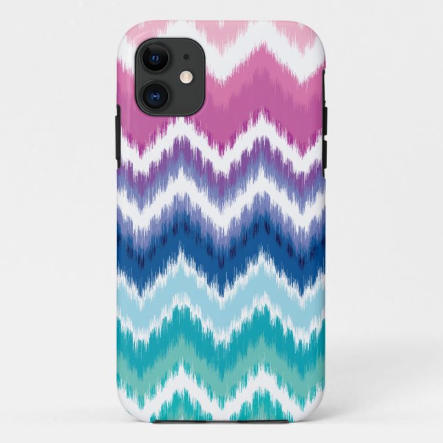 Capa Para iPhone 11 Ombre Ikat Chevron (Verso)