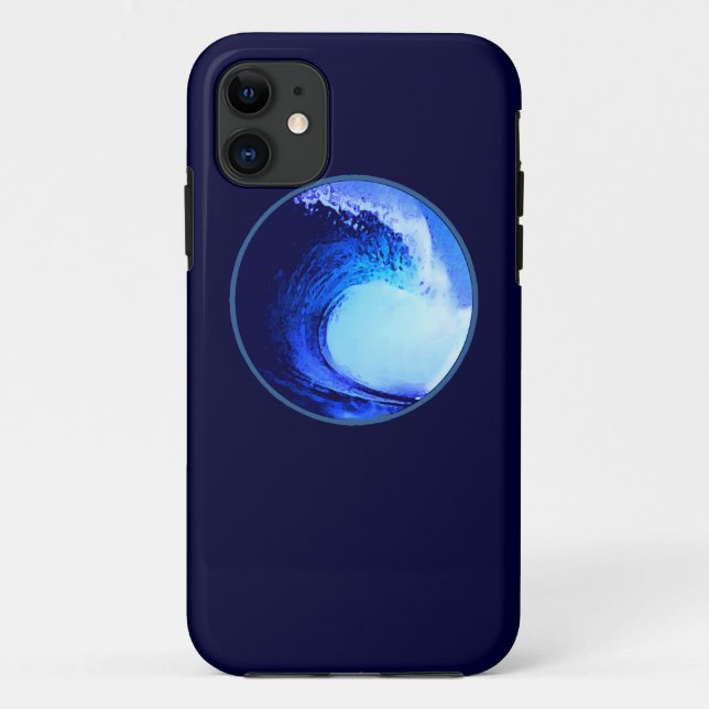Capa Para iPhone 11 onda azul no estilo do surf legal (Verso)