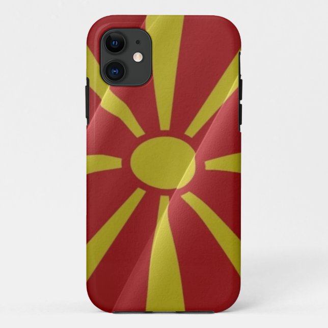 Capa Para iPhone 11 Onda de bandeiras da Macedônia do Norte - (Verso)