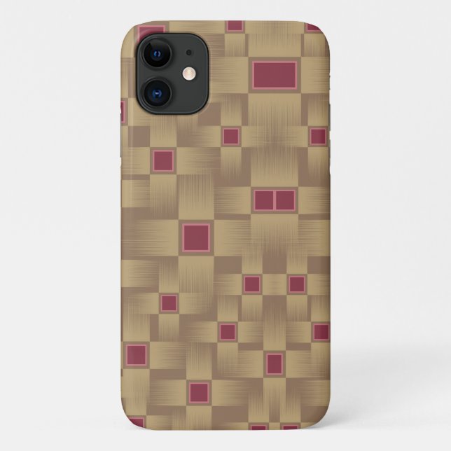 Capa Para iPhone 11 Onda geométrica Dourada e Burgundy Abstrato (Verso)