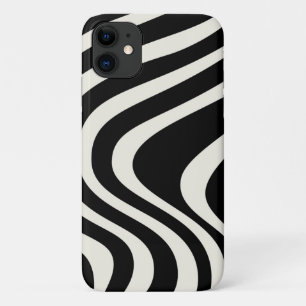 Capa Para iPhone 11 Ondas de estilo retrô preto e branco