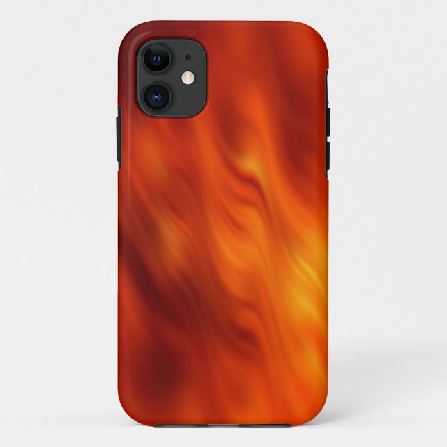 Capa Para iPhone 11 Ondas de gradiente de cor - vermelho laranja (Verso)