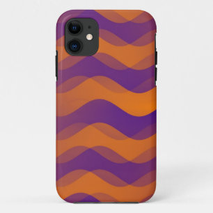 Capa Para iPhone 11 Ondas de gradiente de cores - violeta laranja