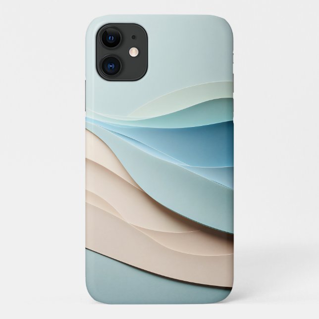 Capa Para iPhone 11 Ondas de Papel Modernas Minimalistas Camadas - Ele (Verso)