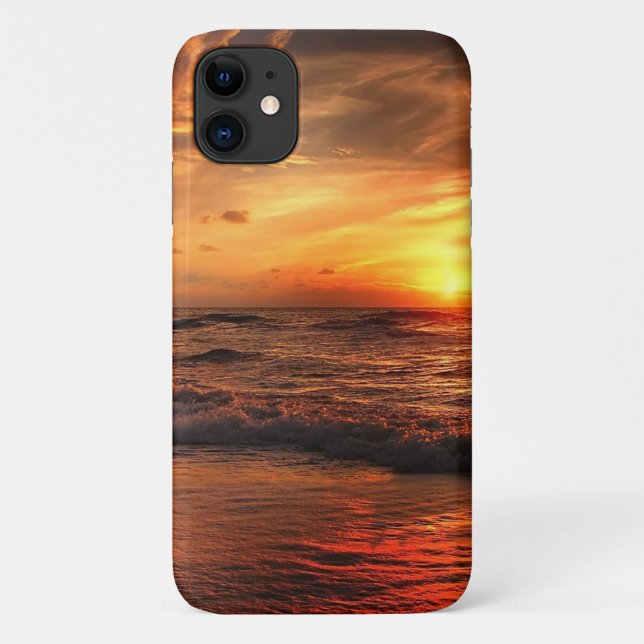 Capa Para iPhone 11 Ondas do Mar Sunset (Verso)