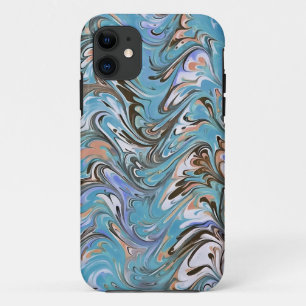 Capa Para iPhone 11 Ondas Em Abstrato De Arte Azul Acrílica