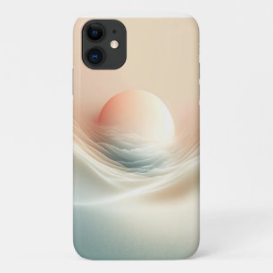 Capa Para iPhone 11 Ondas Etéreas e Suaves do Nascer do Sol Estética -