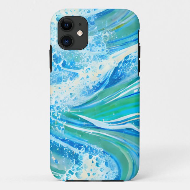 Capa Para iPhone 11 Ondas marítimas azuis (Verso)