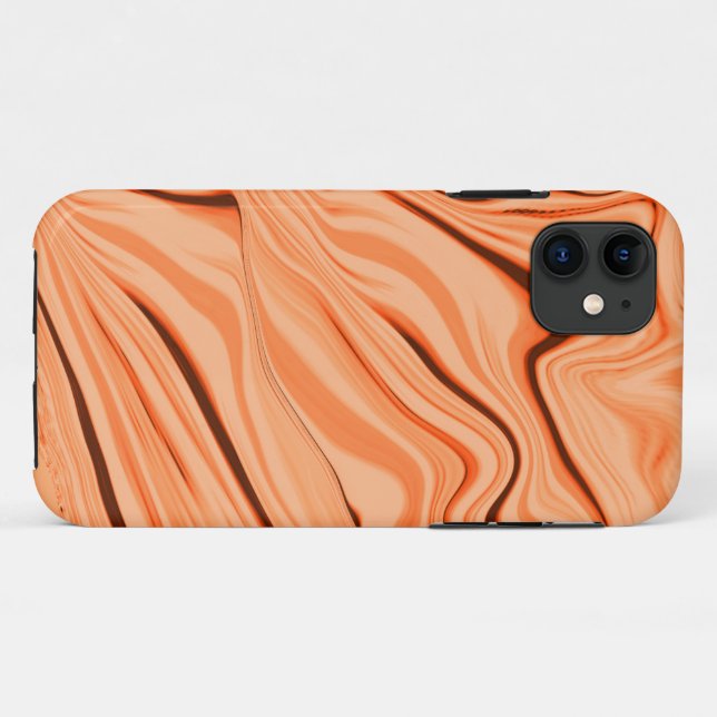 Capa Para iPhone 11 ondulações em tons de laranja, cilindro castanho c (Verso (horizontal))