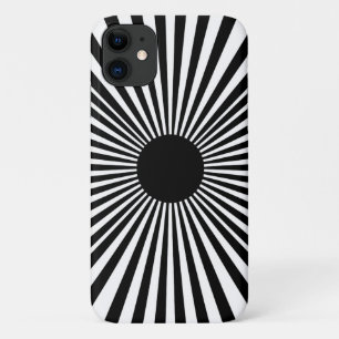 Capa Para iPhone 11 Op Art Sunburst - Poster de Abstrato branco e pret