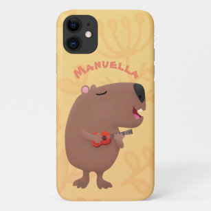 Capa Para iPhone 11 Óptica desenho animado de capybara ukulele