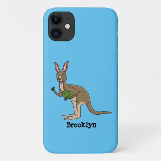 Capa Para iPhone 11 Óptica ilustração de canguru australiano feliz (Verso)