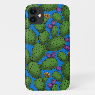 Capa Para iPhone 11 Opuntia florescente em azul