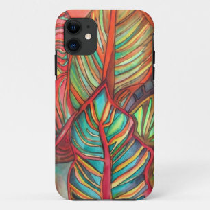 Capa Para iPhone 11 Orange Canna deixa aquarela arte original