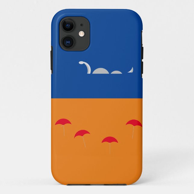 Capa Para iPhone 11 Orange Deep Blue Sea Serpent Beach Umbrellas (Verso)
