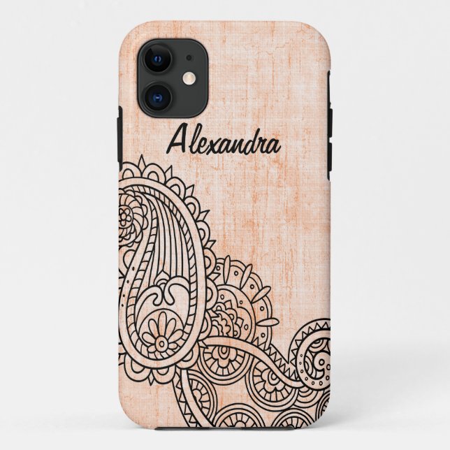 Capa Para iPhone 11 Orange Mehndi Motif BT iPhone 5 Case (Verso)