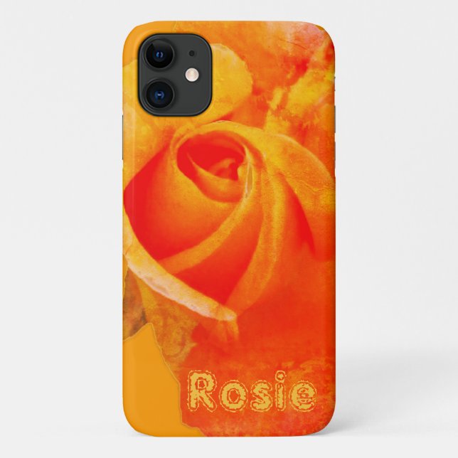 Capa Para iPhone 11 Orange Rose & Your Name Phone  (Verso)